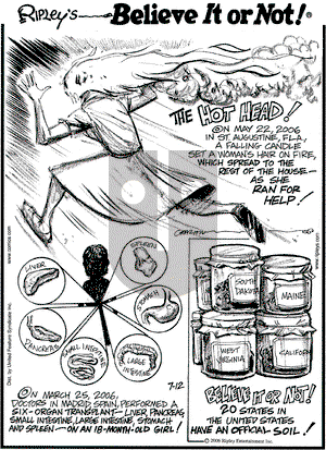 Ripley's Believe It or Not on Wednesday July 12, 2006 Comic Strip