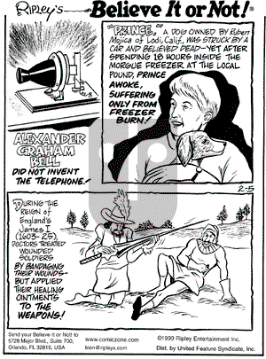 Ripley's Believe It or Not on Friday February 5, 1999 Comic Strip