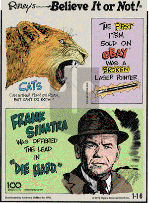 Ripley's Believe It or Not on Wednesday January 16, 2019 Comic Strip