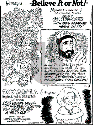 Ripley's Believe It or Not on Wednesday November 14, 2001 Comic Strip
