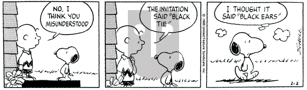 Peanuts on Thursday February 2, 1989 Comic Strip