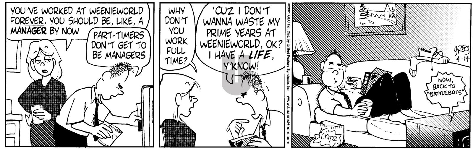 Luann - Saturday April 14, 2001 Comic Strip