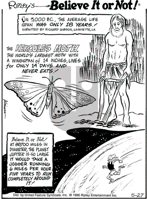 Ripley's Believe It or Not on Monday May 27, 1996 Comic Strip