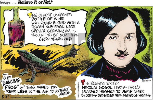 Ripley's Believe It or Not on Sunday August 31, 2014 Comic Strip