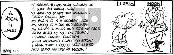Luann on Monday January 23, 1989 Comic Strip