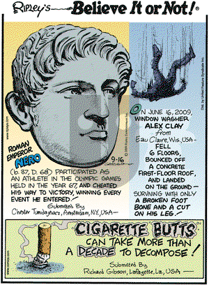 Ripley's Believe It or Not on Wednesday September 16, 2009 Comic Strip