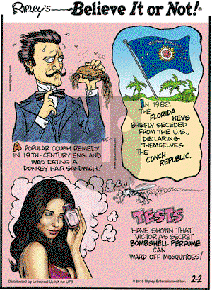 Ripley's Believe It or Not on Tuesday February 2, 2016 Comic Strip