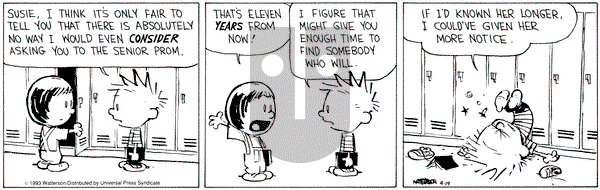 Calvin and Hobbes on Monday April 19, 1993 Comic Strip