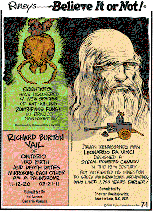 Ripley's Believe It or Not on Friday July 1, 2011 Comic Strip