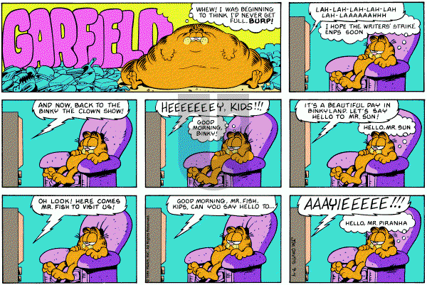 Garfield on Sunday September 4, 1988 Comic Strip