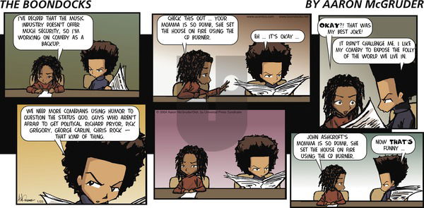 The Boondocks on Sunday January 25, 2004 Comic Strip