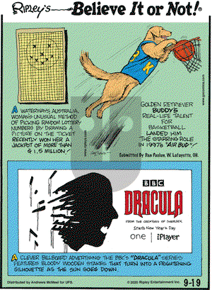 Ripley's Believe It or Not on Saturday September 19, 2020 Comic Strip