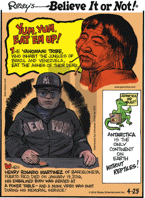 Ripley's Believe It or Not on Monday April 25, 2016 Comic Strip