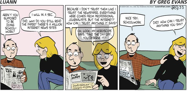 Luann - Sunday March 3, 2024 Comic Strip