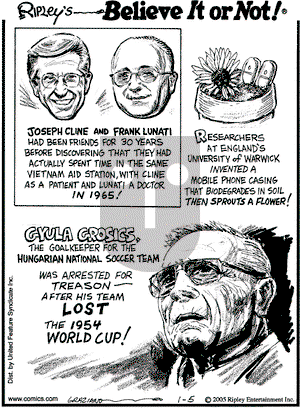 Ripley's Believe It or Not on Wednesday January 5, 2005 Comic Strip