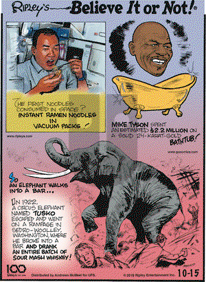 Ripley's Believe It or Not on Tuesday October 15, 2019 Comic Strip