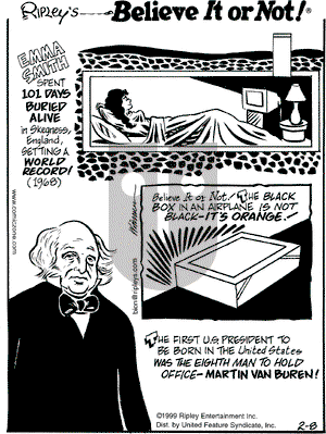 Ripley's Believe It or Not on Monday February 8, 1999 Comic Strip