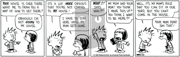 Calvin and Hobbes on Tuesday March 21, 1995 Comic Strip