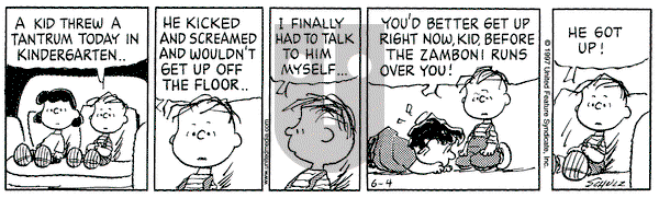 Peanuts on Wednesday June 4, 1997 Comic Strip