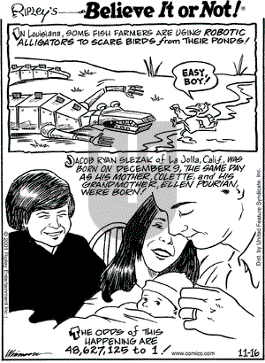 Ripley's Believe It or Not on Friday November 16, 2001 Comic Strip