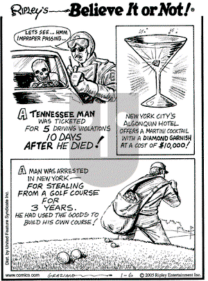 Ripley's Believe It or Not on Thursday January 6, 2005 Comic Strip