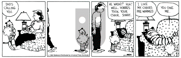 Calvin and Hobbes on Monday February 17, 1992 Comic Strip