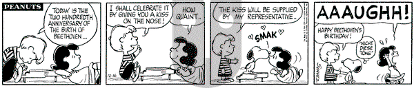 Peanuts on Wednesday December 16, 1970 Comic Strip