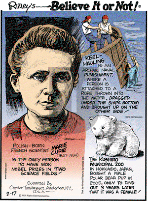 Ripley's Believe It or Not - Tuesday February 17, 2009 Comic Strip