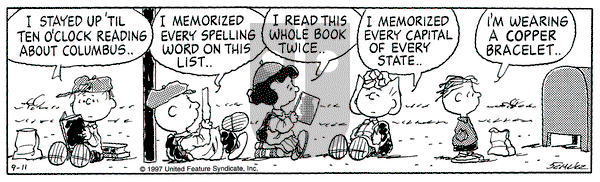 Peanuts on Thursday September 11, 1997 Comic Strip
