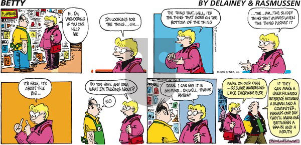 Betty on Sunday February 6, 2000 Comic Strip