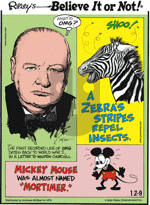 Ripley's Believe It or Not on Wednesday December 9, 2020 Comic Strip