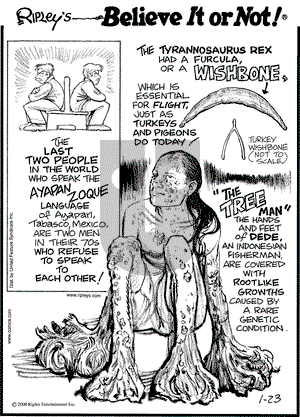 Ripley's Believe It or Not on Wednesday January 23, 2008 Comic Strip