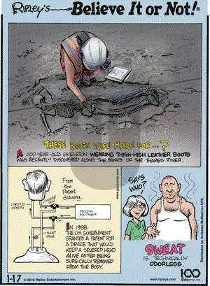 Ripley's Believe It or Not on Thursday January 17, 2019 Comic Strip
