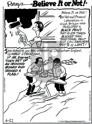Ripley's Believe It or Not on Saturday June 21, 2003 Comic Strip