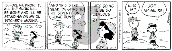 Peanuts on Thursday February 25, 1999 Comic Strip