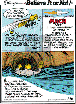 Ripley's Believe It or Not on Wednesday July 20, 2011 Comic Strip