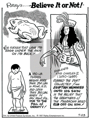 Ripley's Believe It or Not on Wednesday July 23, 1997 Comic Strip