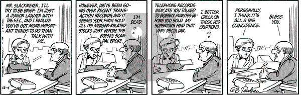Doonesbury - Thursday December 4, 1986 Comic Strip