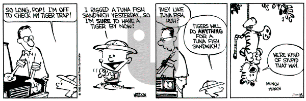 Calvin and Hobbes on Monday November 18, 1985 Comic Strip