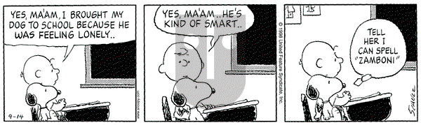 Peanuts on Monday September 14, 1998 Comic Strip