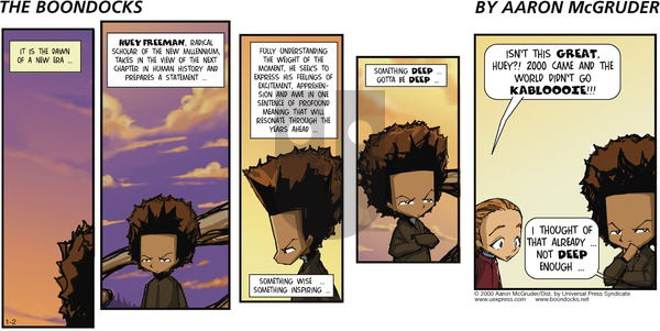 The Boondocks on Sunday January 2, 2000 Comic Strip
