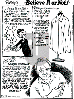 Ripley's Believe It or Not on Monday November 19, 2001 Comic Strip