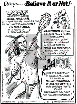 Ripley's Believe It or Not on Saturday January 8, 2005 Comic Strip