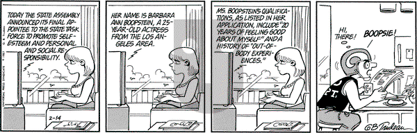 Doonesbury on Saturday February 14, 1987 Comic Strip