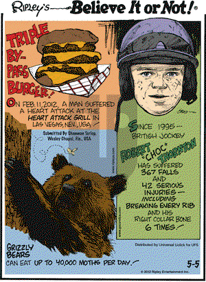 Ripley's Believe It or Not on Saturday May 5, 2012 Comic Strip