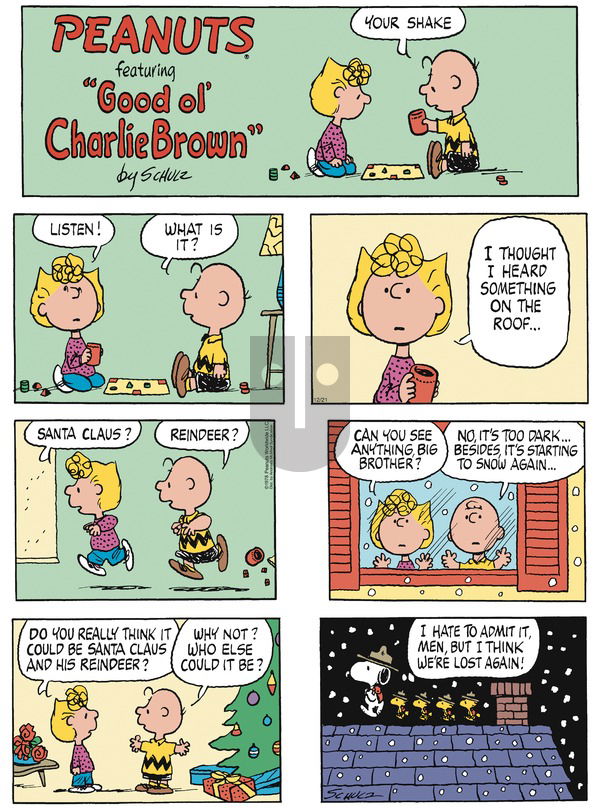 Peanuts on Sunday December 21, 2025 Comic Strip