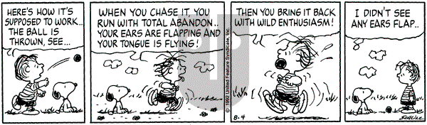 Peanuts on Tuesday August 4, 1992 Comic Strip