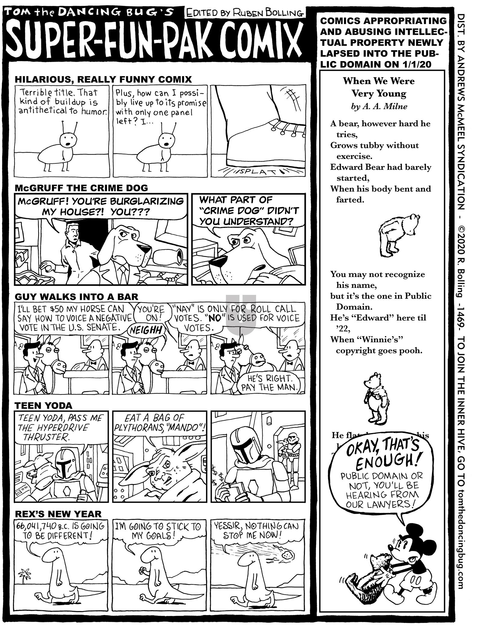 Tom the Dancing Bug - Monday January 6, 2020 Comic Strip