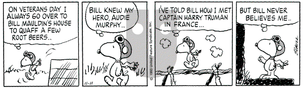 Peanuts on Thursday November 11, 1993 Comic Strip