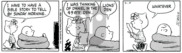 Peanuts on Tuesday July 11, 1989 Comic Strip